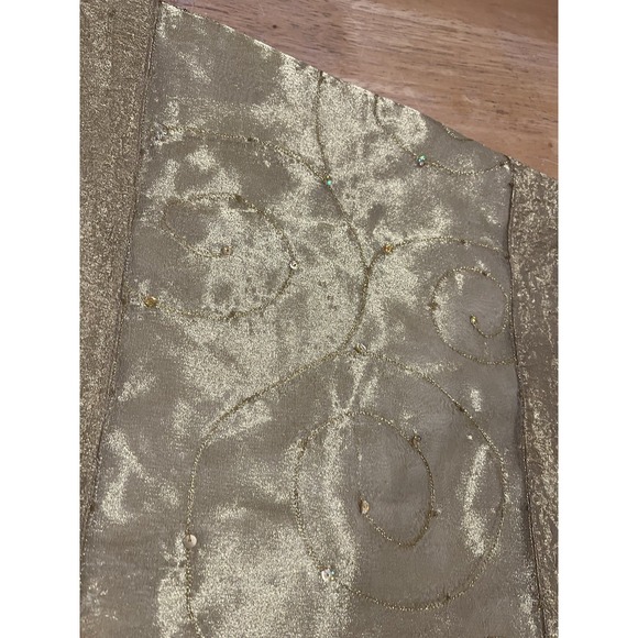 Pier 1 Embroidered Table Runner Starburst Metallic Gold Silver Sequins 70x14" - Picture 3 of 5